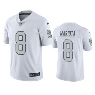 Men's #8 Marcus Mariota Las Vegas Raiders White Color Rush Limited Jersey Stitched