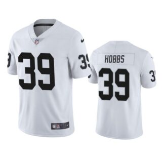 Men's #39 Nate Hobbs Las Vegas Raiders Vapor Limited Jersey Stitched White