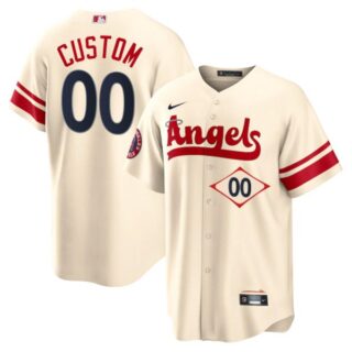 Men's Los Angeles Angels Custom City Connect Special Edition Cream Stitched Jersey