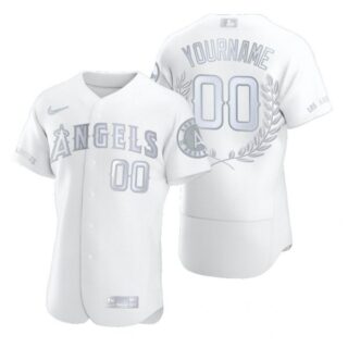 Men's Custom Los Angeles Angels Flex Base Jersey White Award