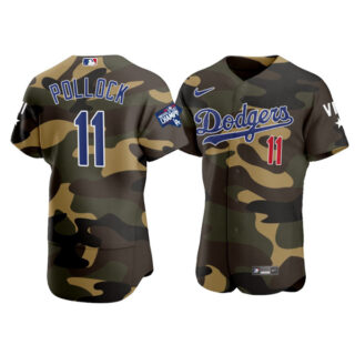 Men's Los Angeles Dodgers #11 A.J. Pollock Flex Base Jersey Stitched Camo