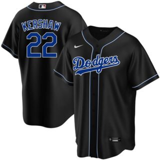 Men's - Cool Base Clayton Kershaw Los Angeles Dodgers Black Fashion Jersey Stitched