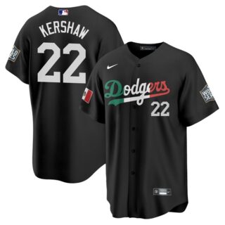 Men's - Cool Base Clayton Kershaw Los Angeles Dodgers Black Mexico Flag Jersey Stitched