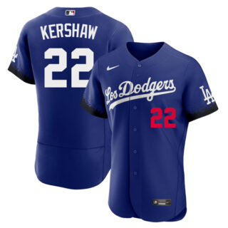 Men's - Flex Base Clayton Kershaw Los Angeles Dodgers 2021 City Connect Stitched Jersey