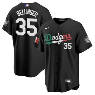 Men's - Cool Base Cody Bellinger Los Angeles Dodgers Black Mexico Flag Jersey Stitched