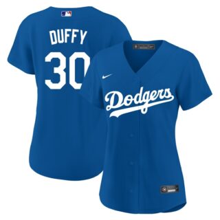 Women's Los Angeles Dodgers #30 Danny Duffy Cool Base Jersey Stitched - Royal