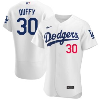 Men's Los Angeles Dodgers #30 Danny Duffy Flex Base Jersey Stitched - White