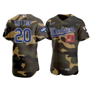 Men's Los Angeles Dodgers #20 Don Sutton Flex Base Jersey Stitched Camo