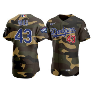 Men's Los Angeles Dodgers #43 Edwin Rios Flex Base Jersey Stitched Camo