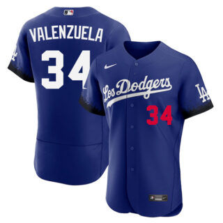 Men's Flex Base Fernando Valenzuela Los Angeles Dodgers 2021 City Connect Stitched Jersey - LosDodgers