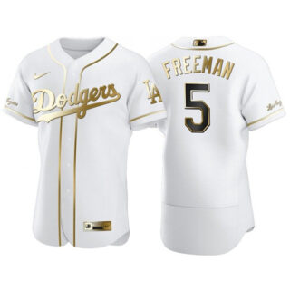 Men's Freddie Freeman Los Angeles Dodgers Golden Stitched Jersey White Golden
