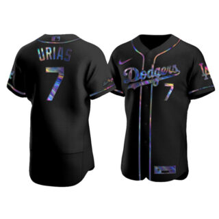 Men's Los Angeles Dodgers #7 Julio Urias Flex Base Jersey Stitched Black Holographic