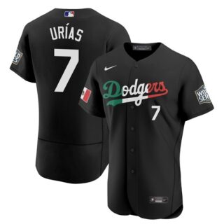 Men's - Flex Base Julio Urías Los Angeles Dodgers Black Mexico Flag Jersey Stitched