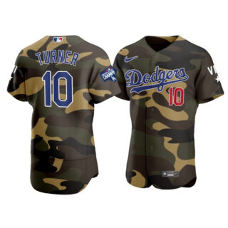 Men's Los Angeles Dodgers #10 Justin Turner Flex Base Jersey Stitched Camo