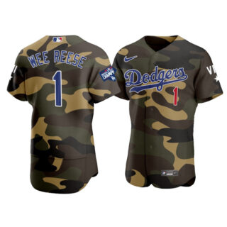 Men's Los Angeles Dodgers #1 Pee Wee Reese Flex Base Jersey Stitched Camo
