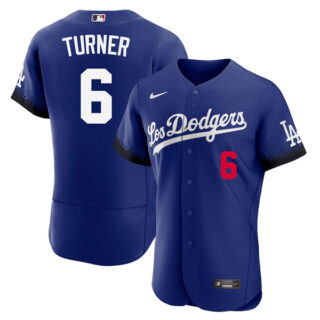 Men's - Flex Base Trea Turner Los Angeles Dodgers 2021 City Connect Stitched Jersey