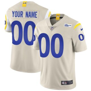 Men's Custom Los Angeles Rams Vapor Limited White Jersey Stitched Bone