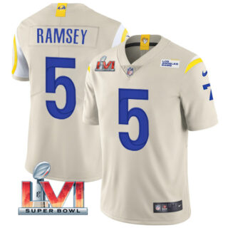 Youth Jalen Ramsey Los Angeles Rams 2022 Super Bowl LVI Vapor Limited Stitched Jersey Bone