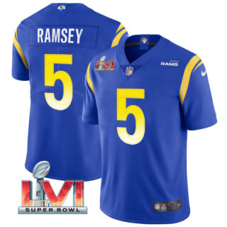 Youth Jalen Ramsey Los Angeles Rams 2022 Super Bowl LVI Vapor Limited Stitched Jersey Royal
