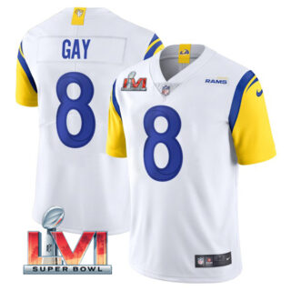 Men's Matt Gay Los Angeles Rams 2022 Super Bowl LVI Vapor Limited Stitched Jersey White