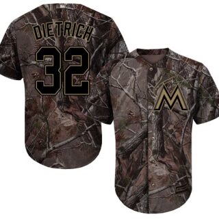 marlins #32 Derek Dietrich Camo Realtree Collection Cool Base Stitched Baseball Jersey