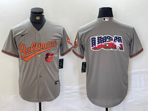 men's baltimore orioles gray team big logo cool base stitched Jerseys