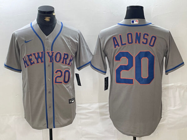 men's new york mets #20 pete alonso grey stitched baseball jersey
