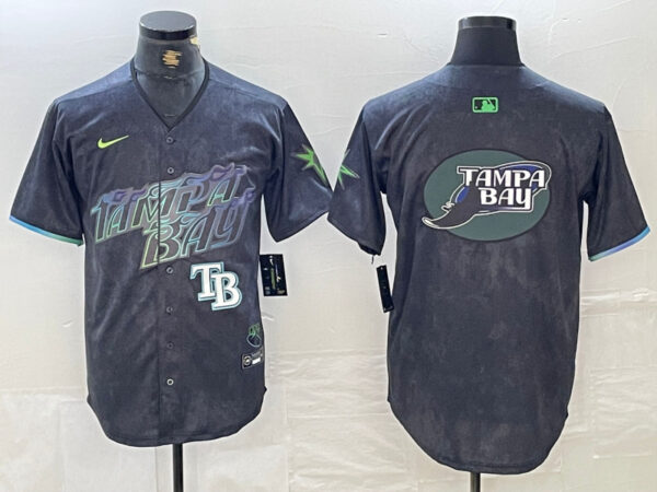 men's tampa bay rays team big logo charcoal 2024 city connect limited stitched baseball Jersey