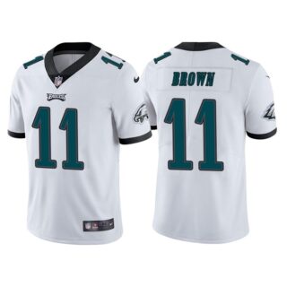 Men's Philadelphia Eagles #11 A. J. Brown White Stitched Jersey