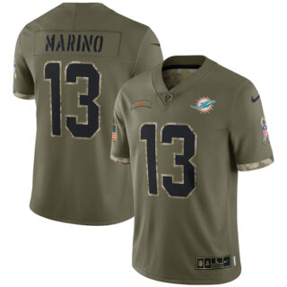 Youth Dan Marino Miami Dolphins Olive 2022 Salute To Service Jersey Stitched