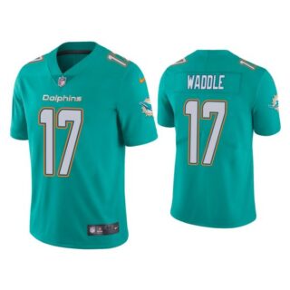 Men's Jaylen Waddle Miami Dolphins Vapor Limited Stitched Jersey Aqua