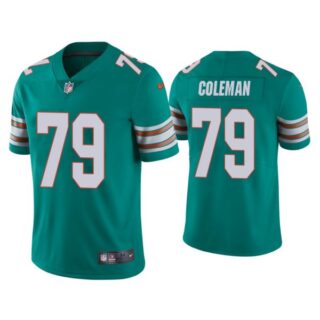 Men's Larnel Coleman Miami Dolphins Throwback Limited Stitched Jersey Aqua