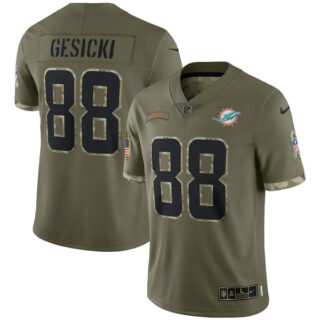 Youth Mike Gesicki Miami Dolphins Olive 2022 Salute To Service Jersey Stitched