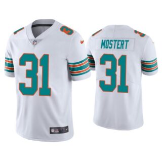Men's Raheem Mostert Miami Dolphins Throwback Limited Stitched Jersey White