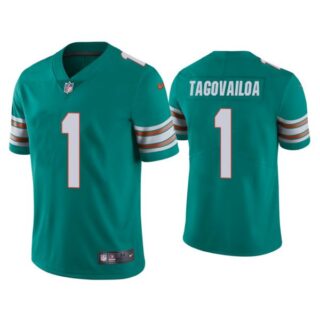 Men's Tua Tagovailoa Miami Dolphins Throwback Limited Stitched Jersey Aqua