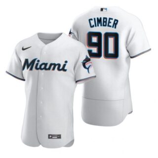 Men's Adam Cimber Miami Marlins Flex Base Jersey White