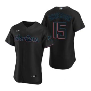 Men's Brian Anderson Miami Marlins Flex Base Jersey Black