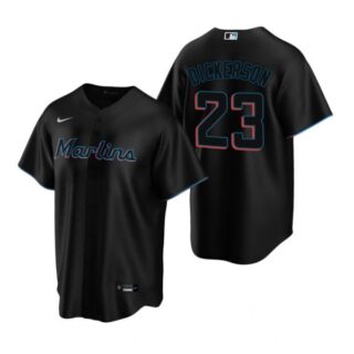 Men's Corey Dickerson Miami Marlins Cool Base Jersey Black