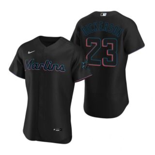 Men's Corey Dickerson Miami Marlins Flex Base Jersey Black