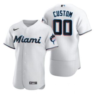 Men's Custom Miami Marlins Flex Base Jersey White