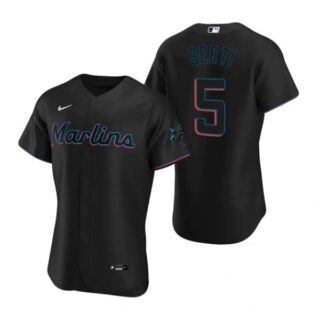 Men's Jon Berti Miami Marlins Flex Base Jersey Black