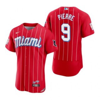 Men's Juan Pierre Miami Marlins Flex Base Jersey Red City Connect