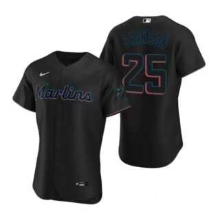 Men's Lewis Brinson Miami Marlins Flex Base Jersey Black