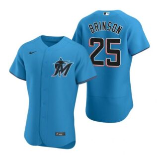 Men's Lewis Brinson Miami Marlins Flex Base Jersey Blue