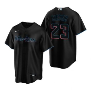 Men's Max Meyer Miami Marlins Cool Base Jersey Black