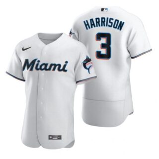 Men's Monte Harrison Miami Marlins Flex Base Jersey White