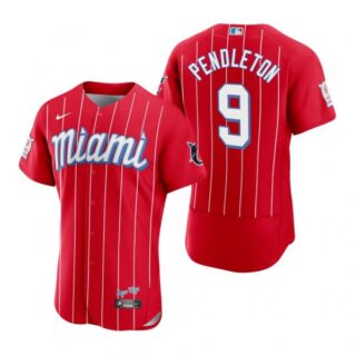 Men's Terry Pendleton Miami Marlins Flex Base Jersey Red City Connect