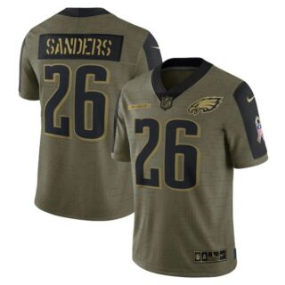 Men's #26 Miles Sanders Philadelphia Eagles Olive 2021 Salute To Service Limited Jersey