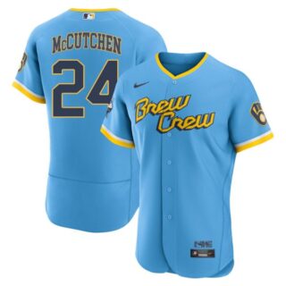 Men's Flex Base Milwaukee Brewers Andrew McCutchen Brew Crew City Connect Powder Blue Stitched Jersey