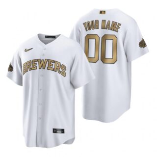 Men's Cool Base Custom Milwaukee Brewers 2022 MLB All-Star Game White Stitched Jersey